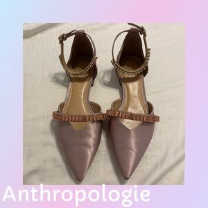 Anthropologie Mauve Heels with Embellished Straps
